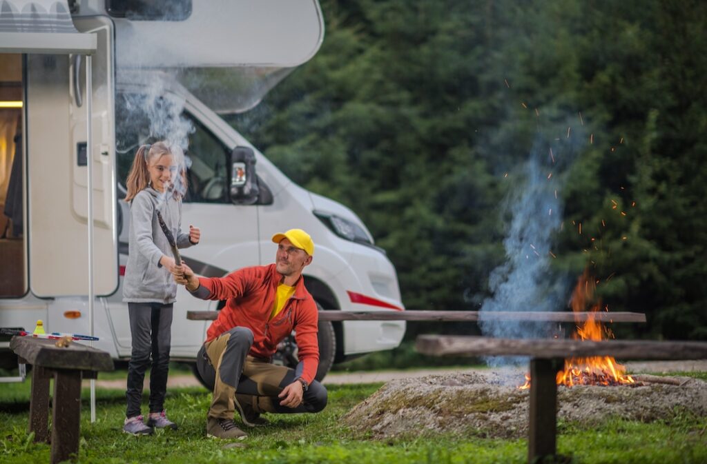 Family at an RV